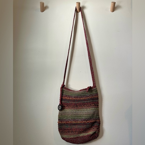 The Sak Crochet Crossbody Purse Bag Beaded Peace Sign - Picture 3 of 5